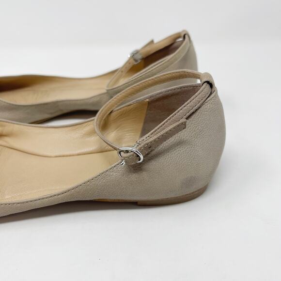 Belle by Sigerson Morrison Size 7.5 Cream Sable Flats Ankle Strap Pointed Toe - Picture 10 of 15